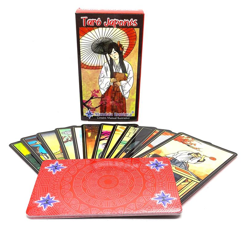 Kit Tarô Japonês Budista Ukiyo e Porta Tarô Caixa Madeira - Flash